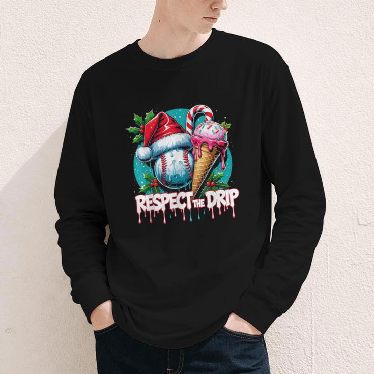 Respect The Drip Baseball Christmas Holiday Youth Long Sleeve Tee