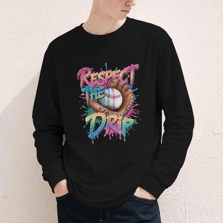 Respect The Drip Baseball Drip Glove Youth Boys Girls Player Youth Long Sleeve Tee Respect The Drip Baseball Drip Glove Youth Boys Girls Player Youth Long Sleeve Tee