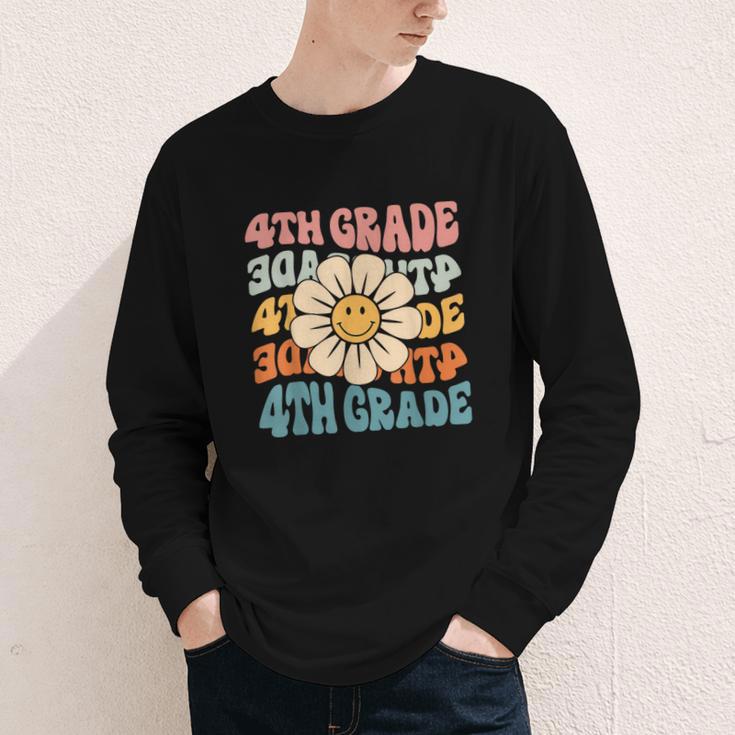 Retro 4th Grade Daisy Colorful Back To School Fourth Grade Youth Long Sleeve Tee