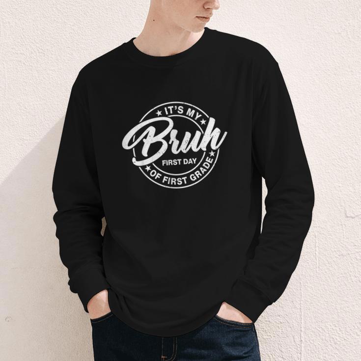 Retro Bruh Its My First Day Of 1st Grade Back To School Kids Youth Long Sleeve Tee Retro Bruh Its My First Day Of 1st Grade Back To School Kids Youth Long Sleeve Tee