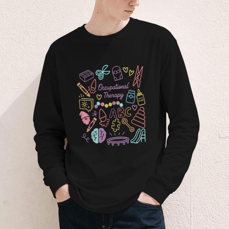 Retro Occupational Therapy Doodle Back To School Costume Youth Long Sleeve Tee Retro Occupational Therapy Doodle Back To School Costume Youth Long Sleeve Tee