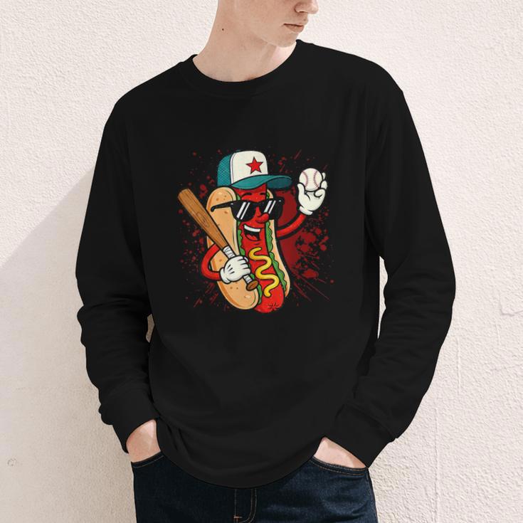 Retro Vintage Baseball Hot Dogs Youth Long Sleeve Tee