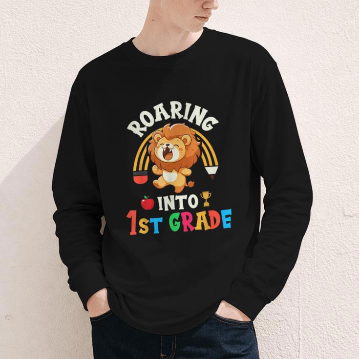 Roaring Into First Grade Lion 1st Grade Back To School Youth Long Sleeve Tee