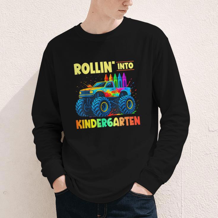 Rollin' Into Kindergarten Monster Car Back To School Boys Youth Long Sleeve Tee Rollin' Into Kindergarten Monster Car Back To School Boys Youth Long Sleeve Tee