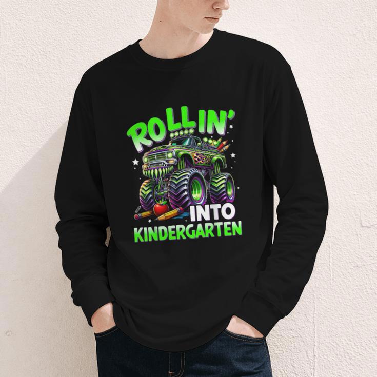 Rollin' Into Kindergarten Monster Truck Back To School Boys Youth Long Sleeve Tee Rollin' Into Kindergarten Monster Truck Back To School Boys Youth Long Sleeve Tee
