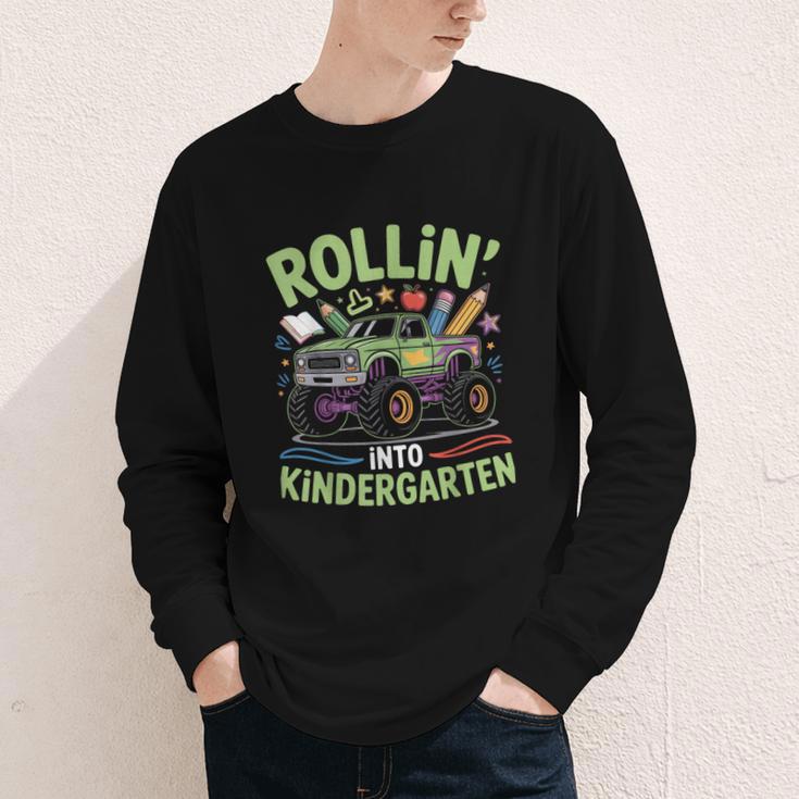 Rollin Into Kindergarten Monster Truck Back To School Youth Long Sleeve Tee Rollin Into Kindergarten Monster Truck Back To School Youth Long Sleeve Tee