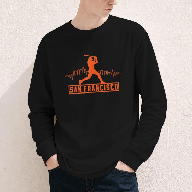 San Francisco Lovers Skyline Retro Baseball Heartbeat Men Youth Long Sleeve Tee San Francisco Lovers Skyline Retro Baseball Heartbeat Men Youth Long Sleeve Tee