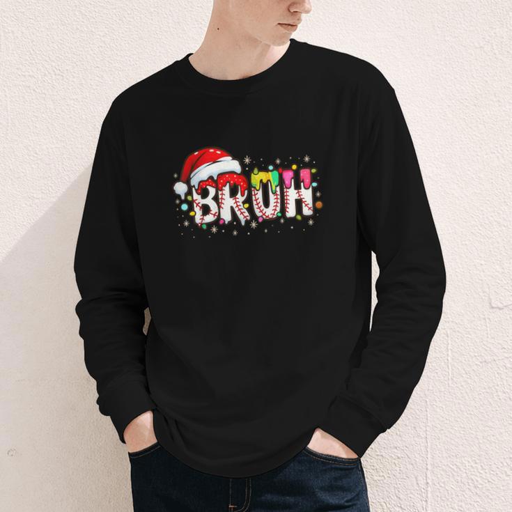 Santa Bruh Baseball Christmas Xmas Meme Pajamas Family Youth Long Sleeve Tee