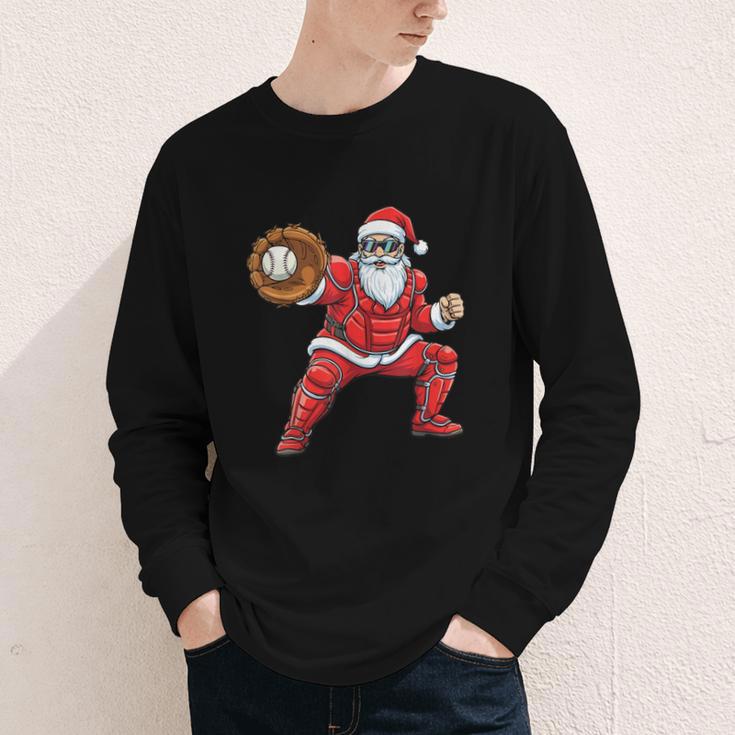 Santa Playing Baseball Baseball Lover Baseballer Xmas Youth Long Sleeve Tee Santa Playing Baseball Baseball Lover Baseballer Xmas Youth Long Sleeve Tee