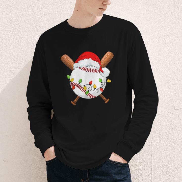 Santa Sports For Men Boys Christmas Baseball Player Youth Long Sleeve Tee