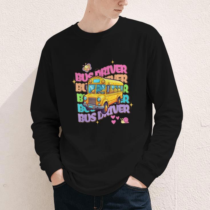 School Bus Driver Groovy Retro Back To School Youth Long Sleeve Tee
