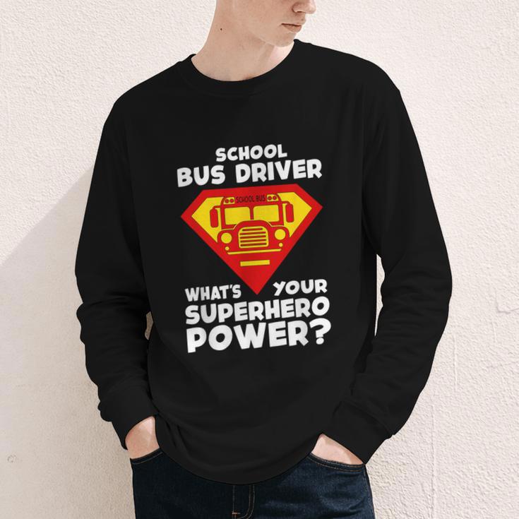 School Bus Driver Superhero Back To School Youth Long Sleeve Tee
