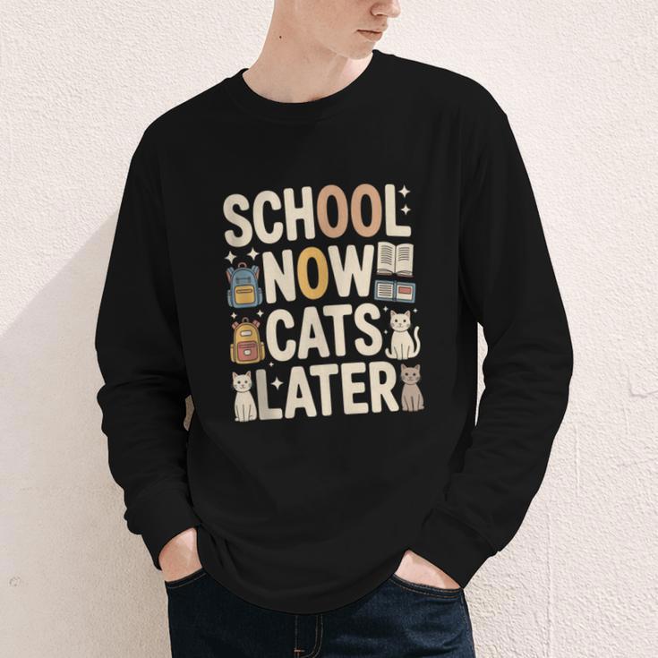 School Now Cats Later Back To School Youth Long Sleeve Tee School Now Cats Later Back To School Youth Long Sleeve Tee