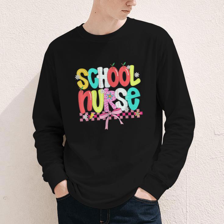 School Nurse Appreciation Day Coquette Bow Back To School Youth Long Sleeve Tee