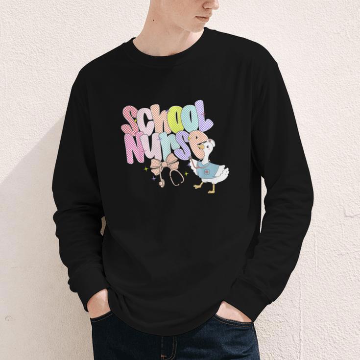 School Nurse Back To School Silly School Nurse Goose Youth Long Sleeve Tee