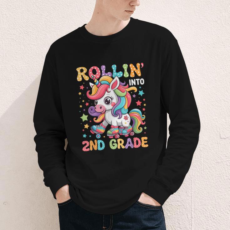 Second Grade Back To School First Day Girls Rollin Unicorn Youth Long Sleeve Tee Second Grade Back To School First Day Girls Rollin Unicorn Youth Long Sleeve Tee