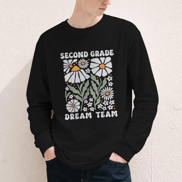 Second Grade Dream Team Back To School Boho Flower 2nd Grade Youth Long Sleeve Tee