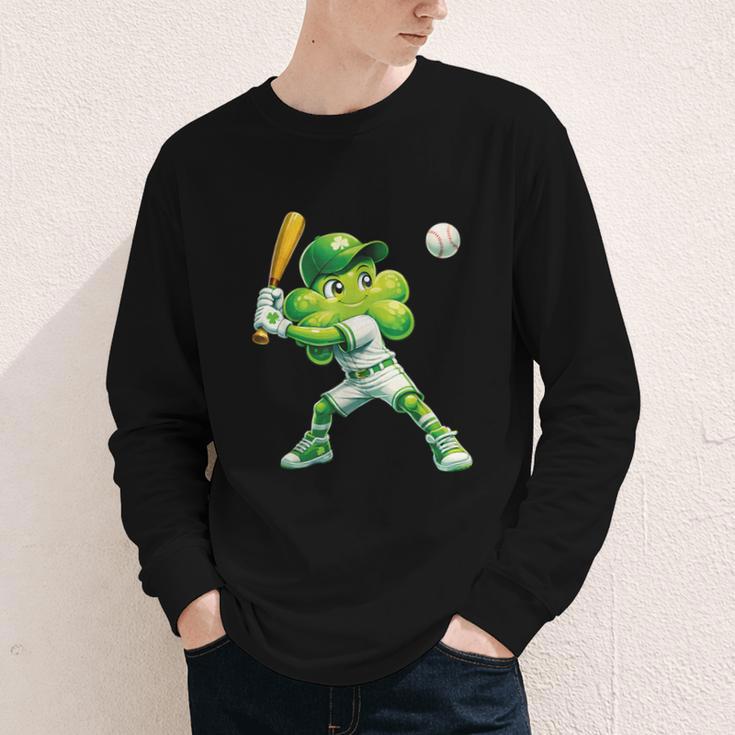 Shamrock Playing Baseball St Patricks Day Men Boys Kid Youth Long Sleeve Tee Shamrock Playing Baseball St Patricks Day Men Boys Kid Youth Long Sleeve Tee