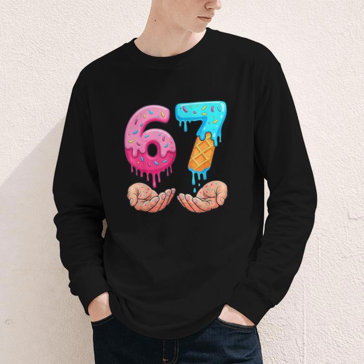 Six Seven 6-7 Baseball Ice Cream Drip 67 Meme Hands Youth Long Sleeve Tee Six Seven 6-7 Baseball Ice Cream Drip 67 Meme Hands Youth Long Sleeve Tee