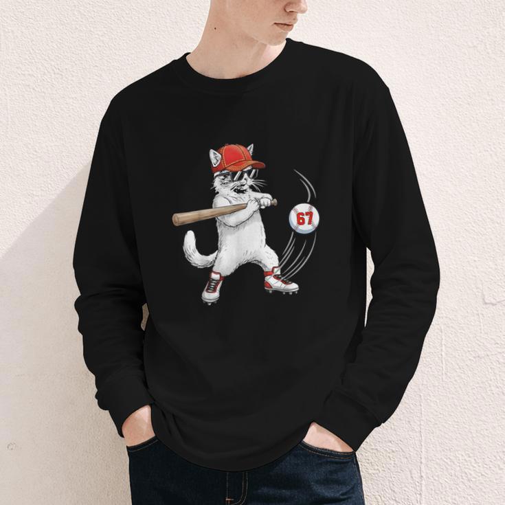 Six Seven 67 Baseball Cat Birthday Men Kids Boys Youth Long Sleeve Tee Six Seven 67 Baseball Cat Birthday Men Kids Boys Youth Long Sleeve Tee