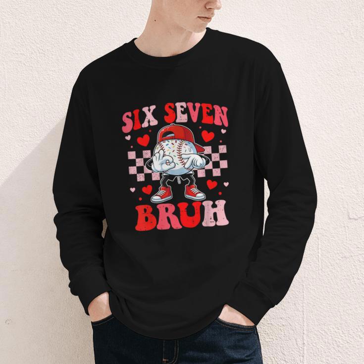 Six Seven 67 Bruh 6 7 Meme Baseball Ice Cream Drip Valentine Youth Long Sleeve Tee