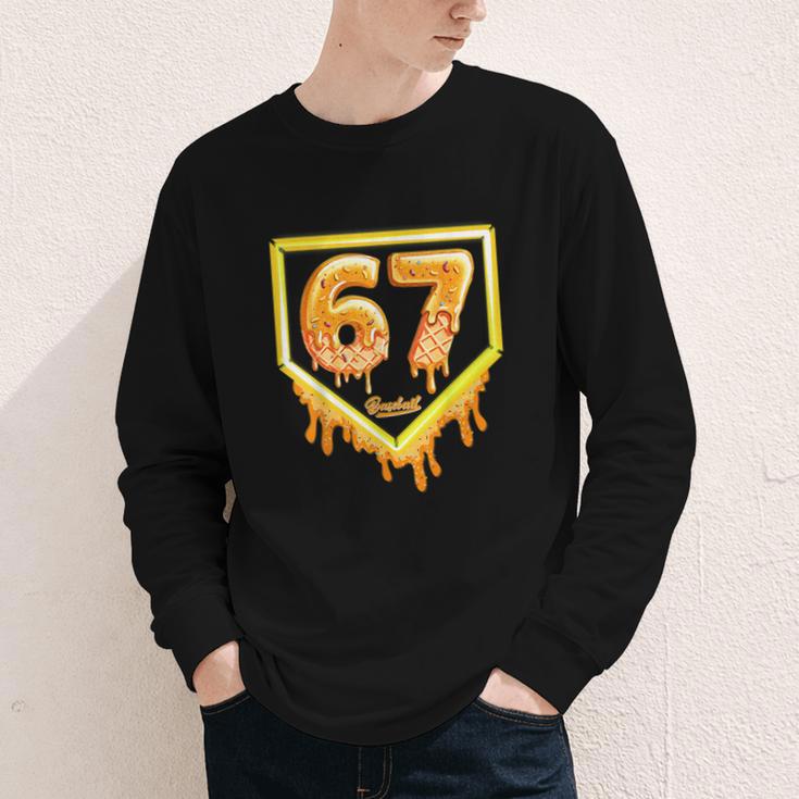 Six Seven 67 Meme Gen Alpha Slang Baseball 101 Youth Long Sleeve Tee