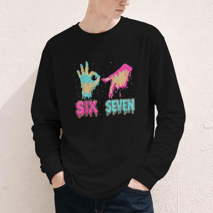 Six Seven 67 Meme Ice Cream Drip Baseball For Boy Kids Youth Long Sleeve Tee
