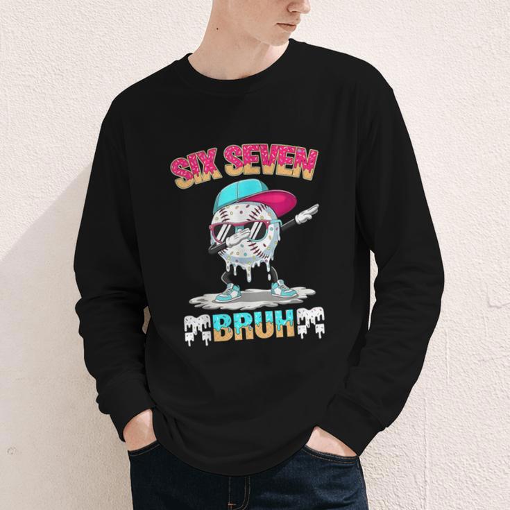 Six Seven 67 Meme Ice Cream Drip Baseball Dabbing Boy Kids Youth Long Sleeve Tee