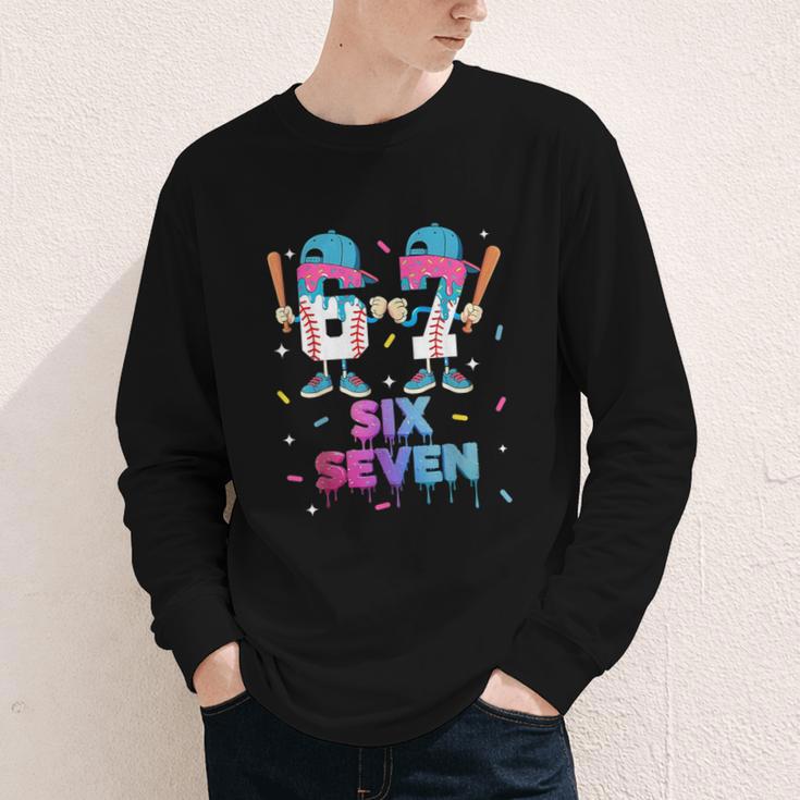 Six Seven Baseball Ice Cream Drip 6 7 Meme Gen Alpha Slang Youth Long Sleeve Tee Six Seven Baseball Ice Cream Drip 6 7 Meme Gen Alpha Slang Youth Long Sleeve Tee
