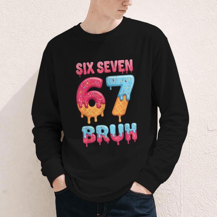 Six Seven Bruh 67 Ice Cream Drip Baseball For Men Women Kids Youth Long Sleeve Tee Six Seven Bruh 67 Ice Cream Drip Baseball For Men Women Kids Youth Long Sleeve Tee