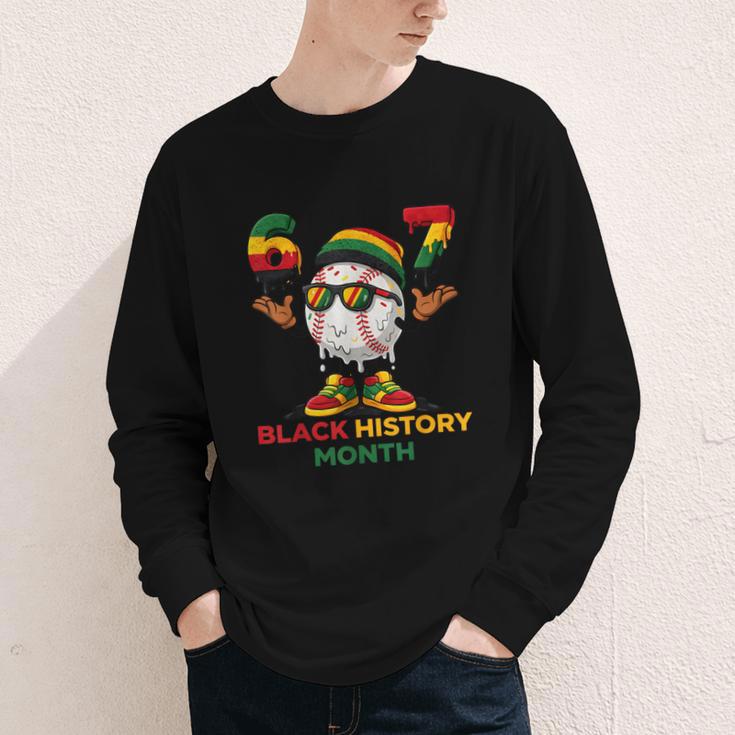 Six Seven History Month Baseball Drip Sports Youth Long Sleeve Tee