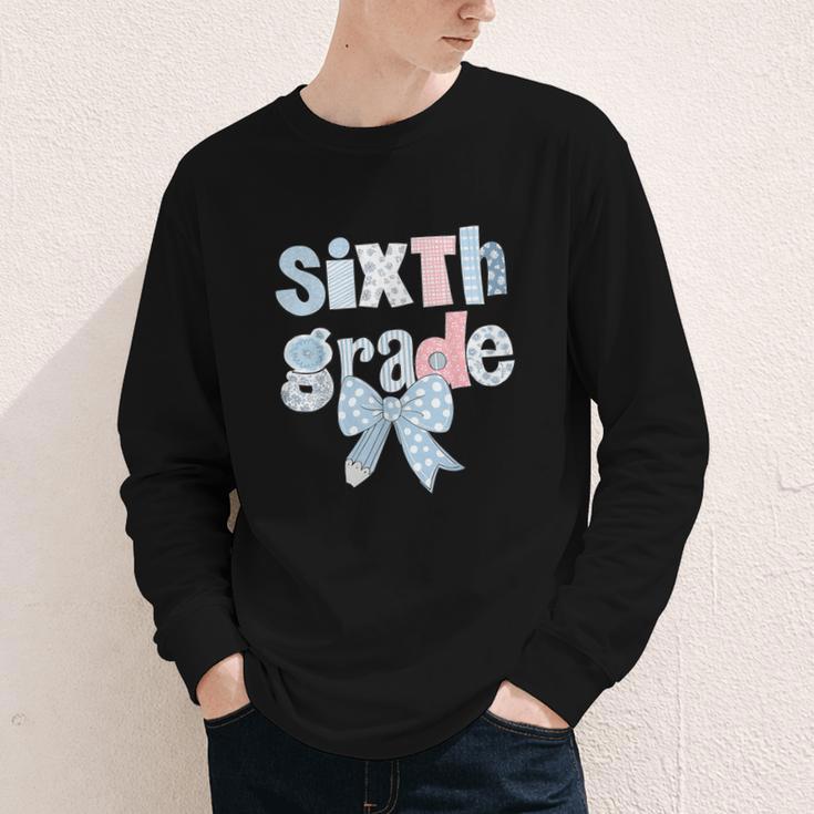 Sixth Grade Coquette Bow Pencil First Day Back To School Youth Long Sleeve Tee Sixth Grade Coquette Bow Pencil First Day Back To School Youth Long Sleeve Tee