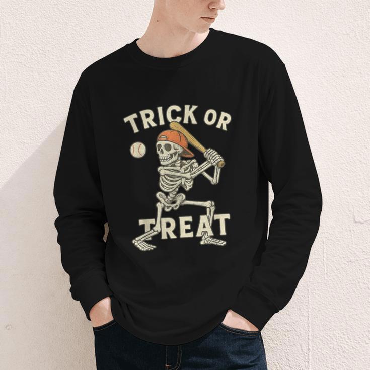 Skeleton Baseball Halloween Costume Men Boys Kids Tee Youth Long Sleeve Tee