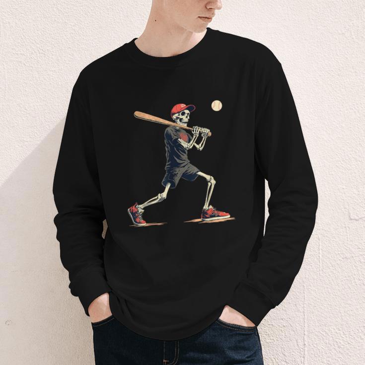 Skeleton Baseball Halloween Costume Men Boys Kids Youth Long Sleeve Tee Skeleton Baseball Halloween Costume Men Boys Kids Youth Long Sleeve Tee