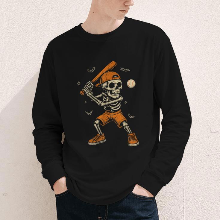 Skeleton Baseball Player Costume Halloween Men Boys Youth Long Sleeve Tee Skeleton Baseball Player Costume Halloween Men Boys Youth Long Sleeve Tee