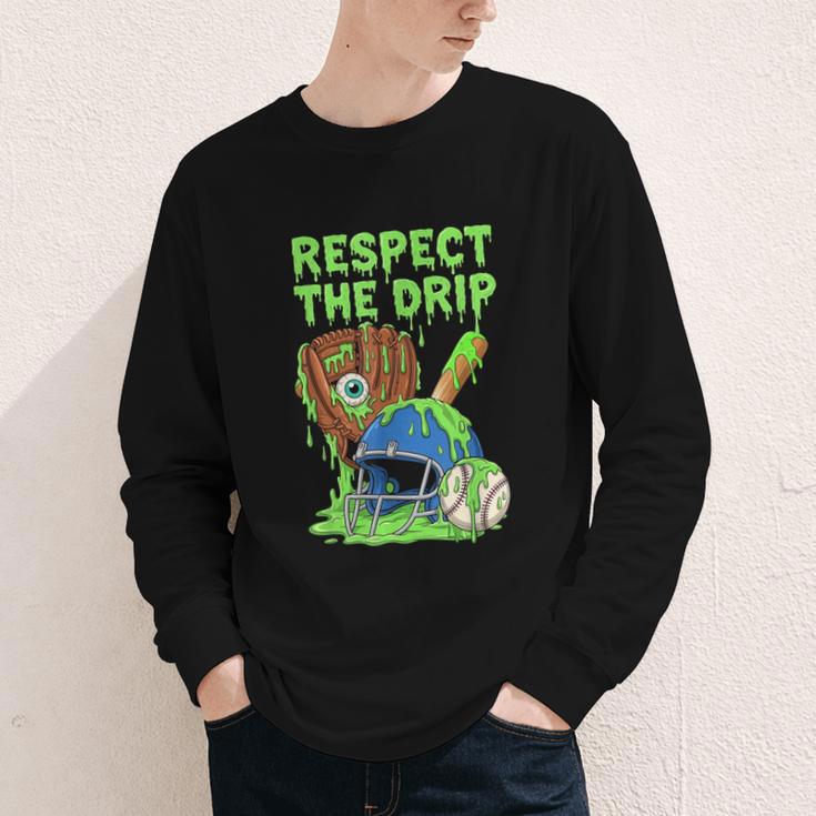 Spooky Zombie Respect The Drip Baseball Halloween Youth Long Sleeve Tee Spooky Zombie Respect The Drip Baseball Halloween Youth Long Sleeve Tee