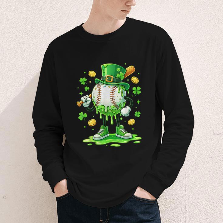 St Patrick Day Baseball Drip Ice Cream Baseball Youth Long Sleeve Tee
