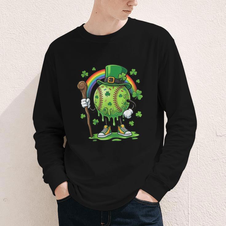 St Patricks Day Baseball Leprechaun Rainbow Green Baseball Youth Long Sleeve Tee