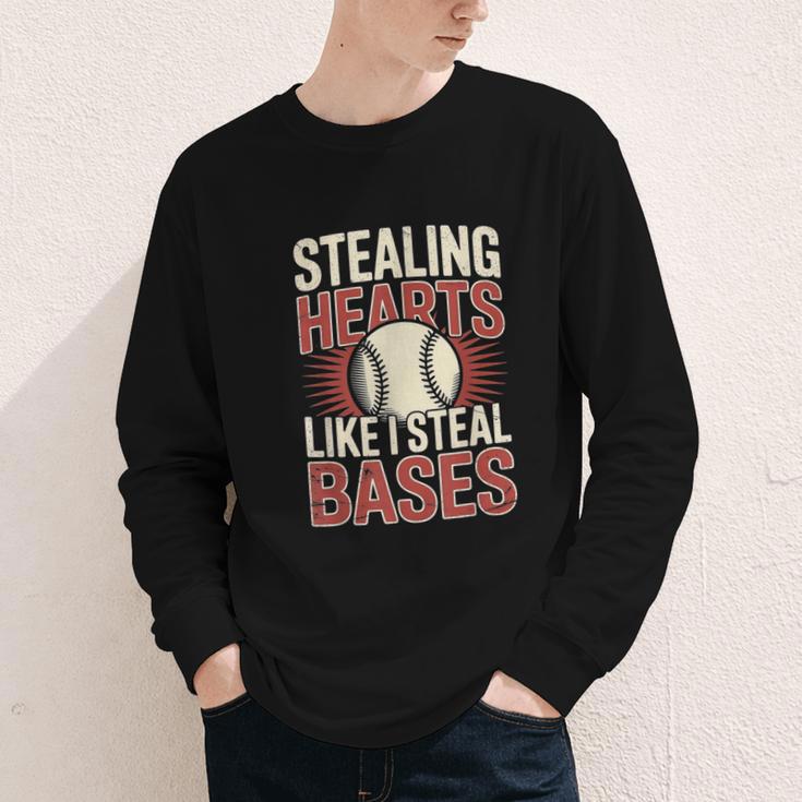 Stealing Hearts Like I Steal Bases Baseball Valentine Retro Youth Long Sleeve Tee Stealing Hearts Like I Steal Bases Baseball Valentine Retro Youth Long Sleeve Tee