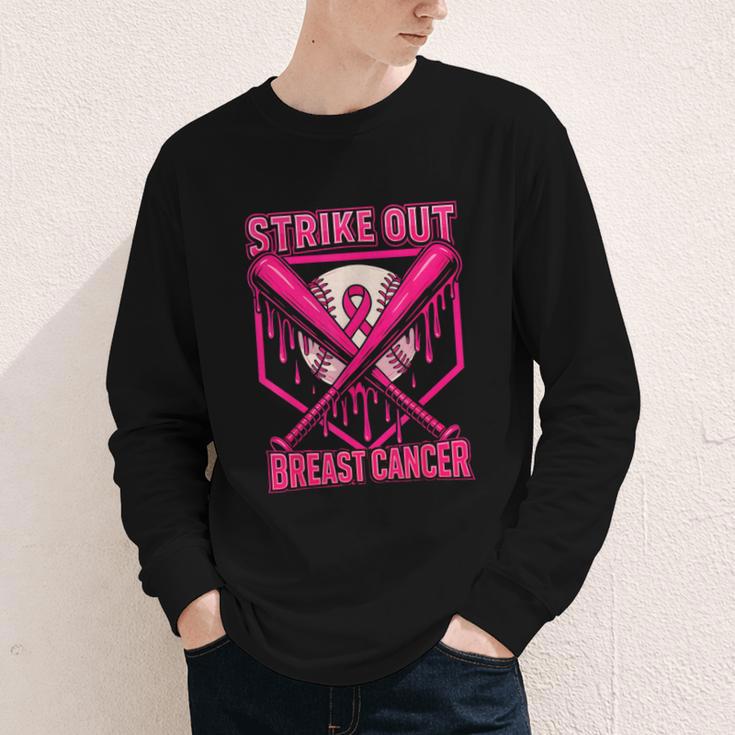 Strike Out Breast Cancer Baseball Ice Cream Drip Youth Long Sleeve Tee Strike Out Breast Cancer Baseball Ice Cream Drip Youth Long Sleeve Tee