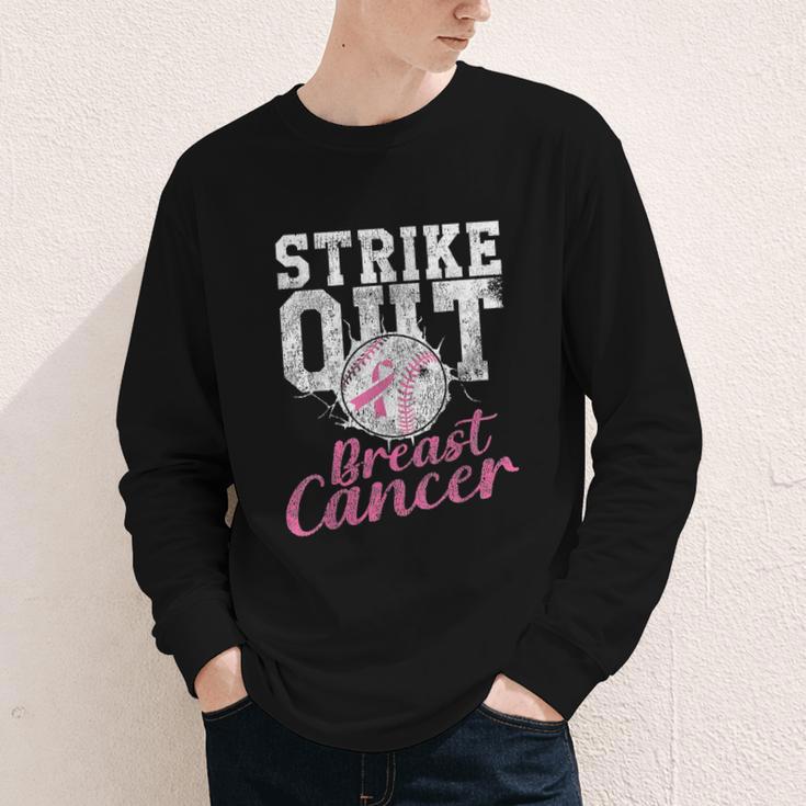 Strike Out Breast Cancer Baseball Warrior Youth Long Sleeve Tee Strike Out Breast Cancer Baseball Warrior Youth Long Sleeve Tee