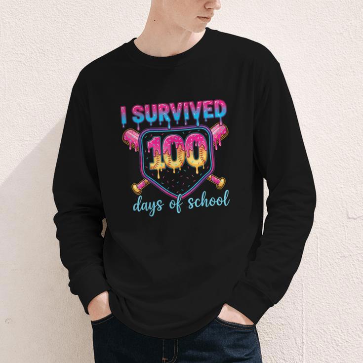 I Survived 100 Days Of School Baseball 100th Day Kids Girls Youth Long Sleeve Tee I Survived 100 Days Of School Baseball 100th Day Kids Girls Youth Long Sleeve Tee