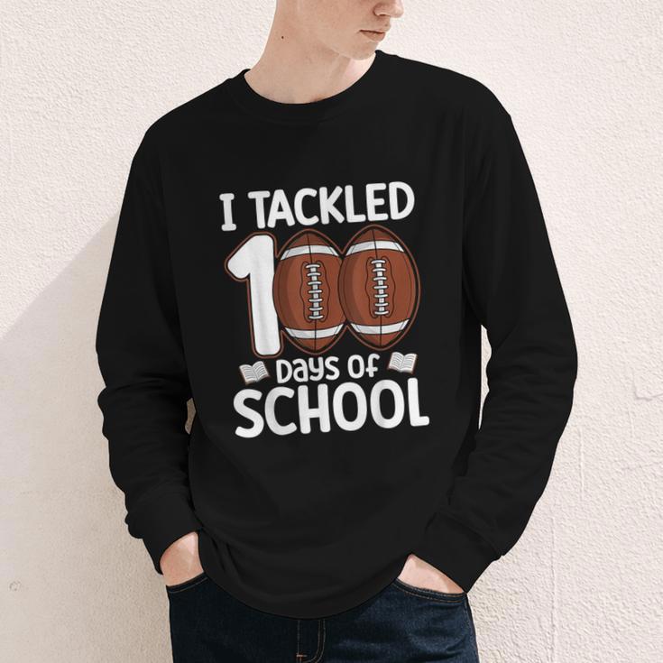 I Tackled 100 Days Of School Baseball Player Kids Teacher Youth Long Sleeve Tee