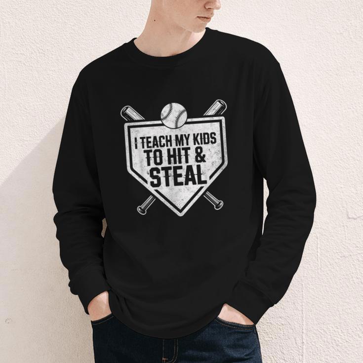 I Teach My Kids To Hit & Steal Baseball Player Coach Dad Tee Youth Long Sleeve Tee I Teach My Kids To Hit & Steal Baseball Player Coach Dad Tee Youth Long Sleeve Tee
