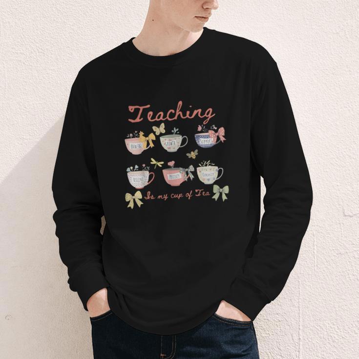 Teaching Is My Cup Of Tea Coquette Bow Floral Back To School Youth Long Sleeve Tee Teaching Is My Cup Of Tea Coquette Bow Floral Back To School Youth Long Sleeve Tee