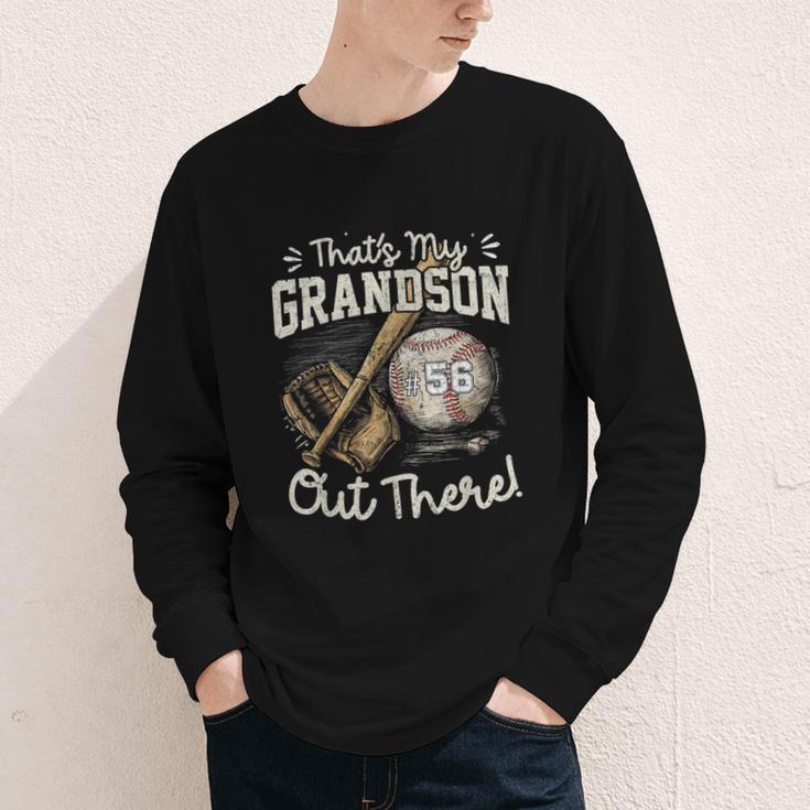 That's My Grandson Out There Jersey Number 56 Baseball Youth Long Sleeve Tee