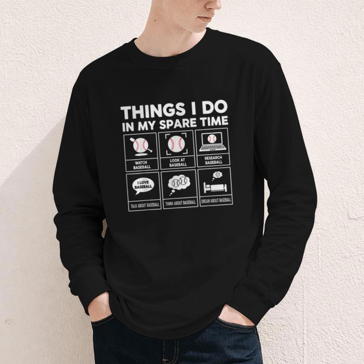 Things I Do Spare Time Baseball Player Men Women Kids Youth Long Sleeve Tee Things I Do Spare Time Baseball Player Men Women Kids Youth Long Sleeve Tee