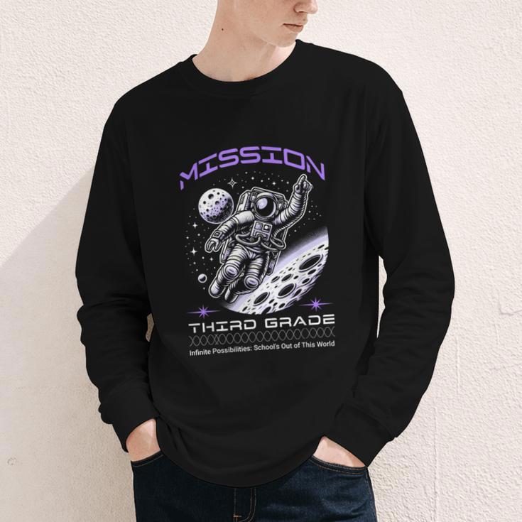 Third Grade Back To School Space Rocket Astronaut Youth Long Sleeve Tee