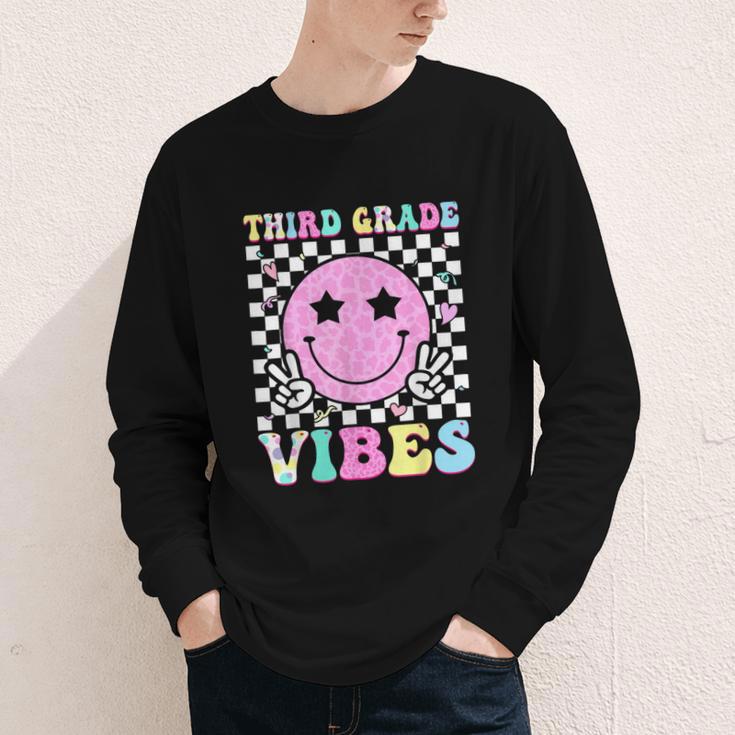 Third Grade Vibes Groovy Back To School 3rd Grade Girls Kids Youth Long Sleeve Tee