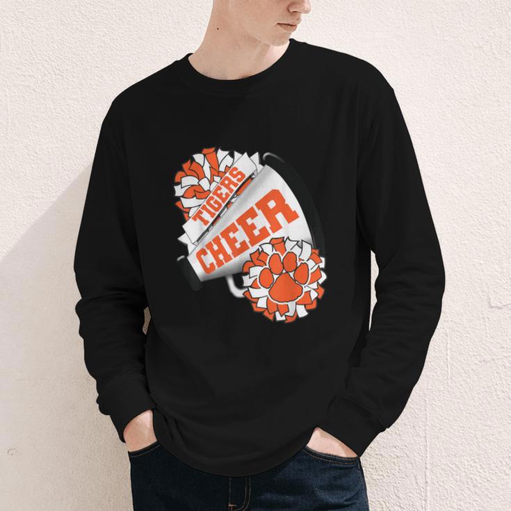 Tigers Cheerleading Back To School Cheer Team Spirit Orange Youth Long Sleeve Tee Tigers Cheerleading Back To School Cheer Team Spirit Orange Youth Long Sleeve Tee
